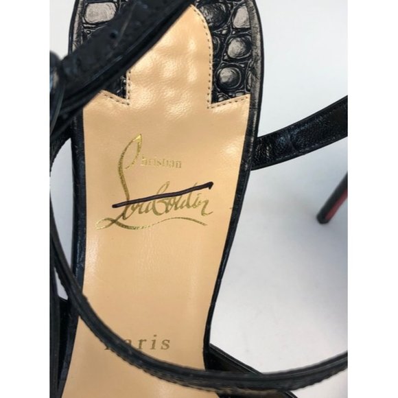 CHRISTIAN LOUBOUTIN Jenlove Alta Leather Croc Embossed Peep Toe Pumps EU:39 - Picture 6 of 12